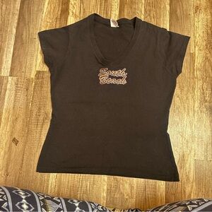 Black V-Neck y2k Women's Top